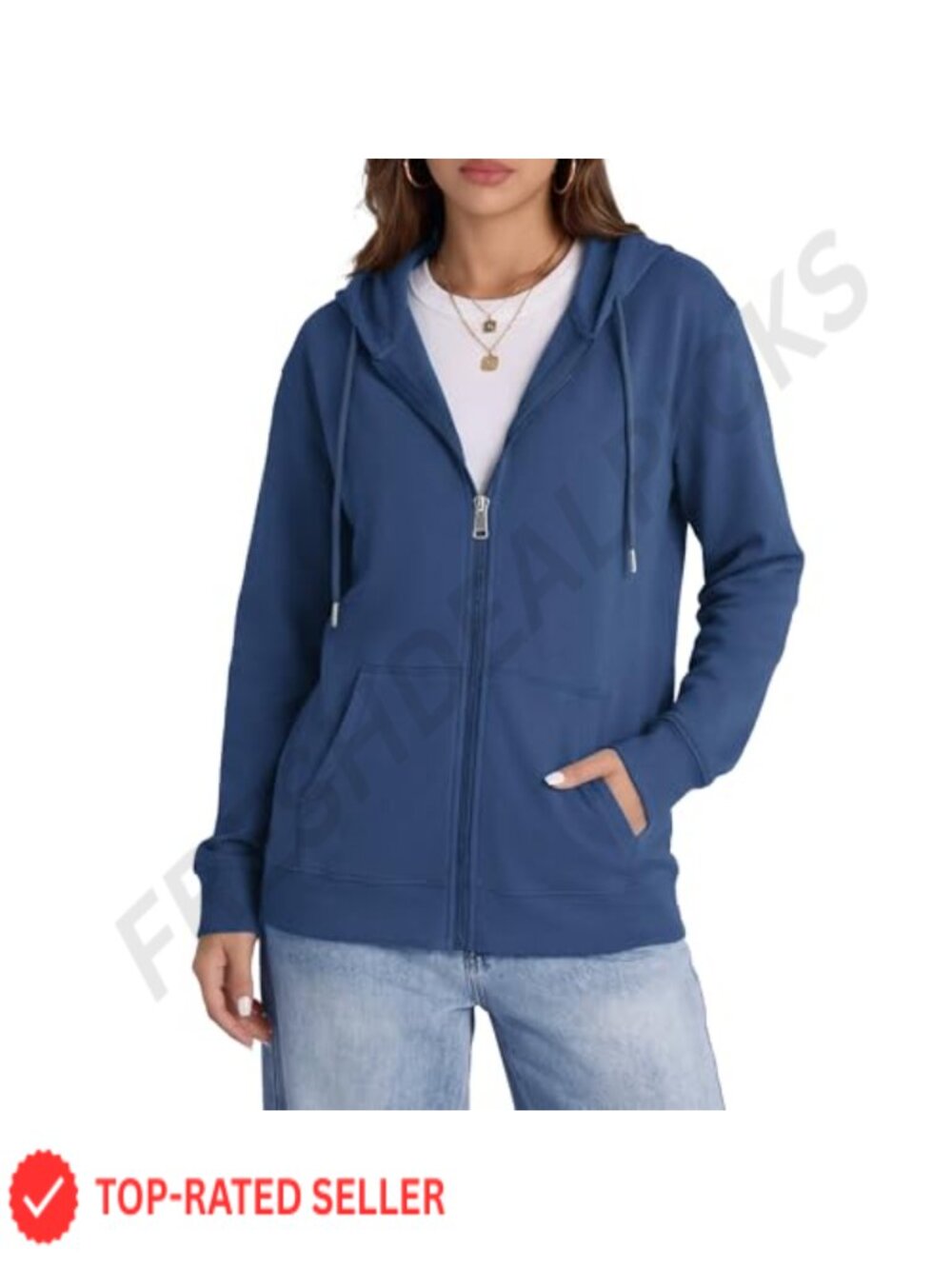 Women's Plus Size Zip Up Hoodie Soft Knit Stretch Full Zip Pockets